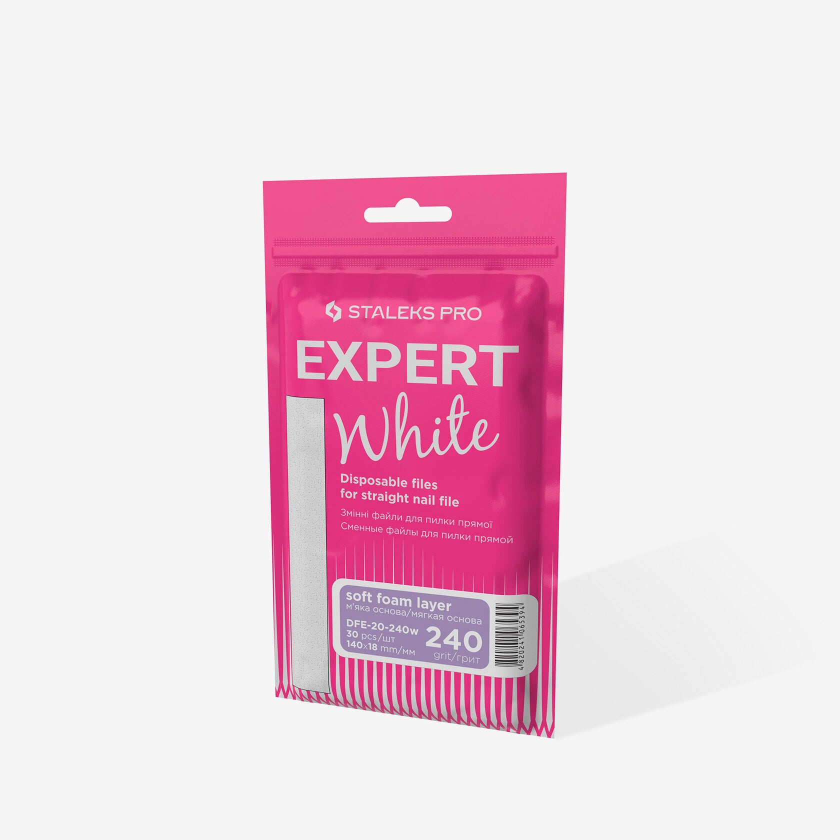 Limas Desechables Blancos Lima Recta - (Base Suave) EXPERT 20 grano 240 (30 Piezas) - DFE-20-240w