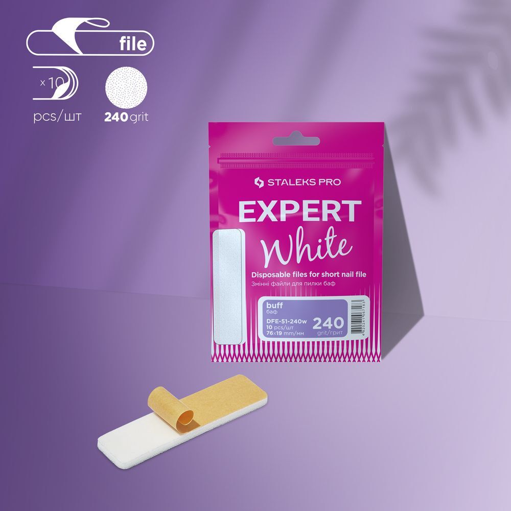 Limas Desechables Blancos Para Lima Corta - Lima De Pulido EXPERT 51grano 240 (10 Unidades) - DFE-51-240w