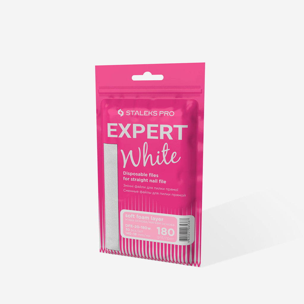 Limas Desechables Blancos Lima Recta - (Base Suave) EXPERT 20 grano 180 (30 Piezas) - DFE-20-180w
